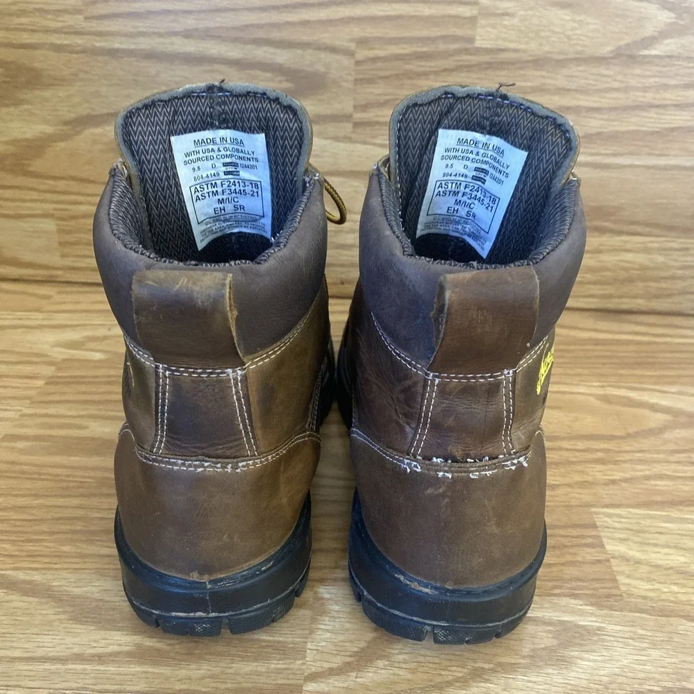 Thorogood 804-4149 Men's Leather Work Boots Waterproof Safety Toe 9.5 D Flaw